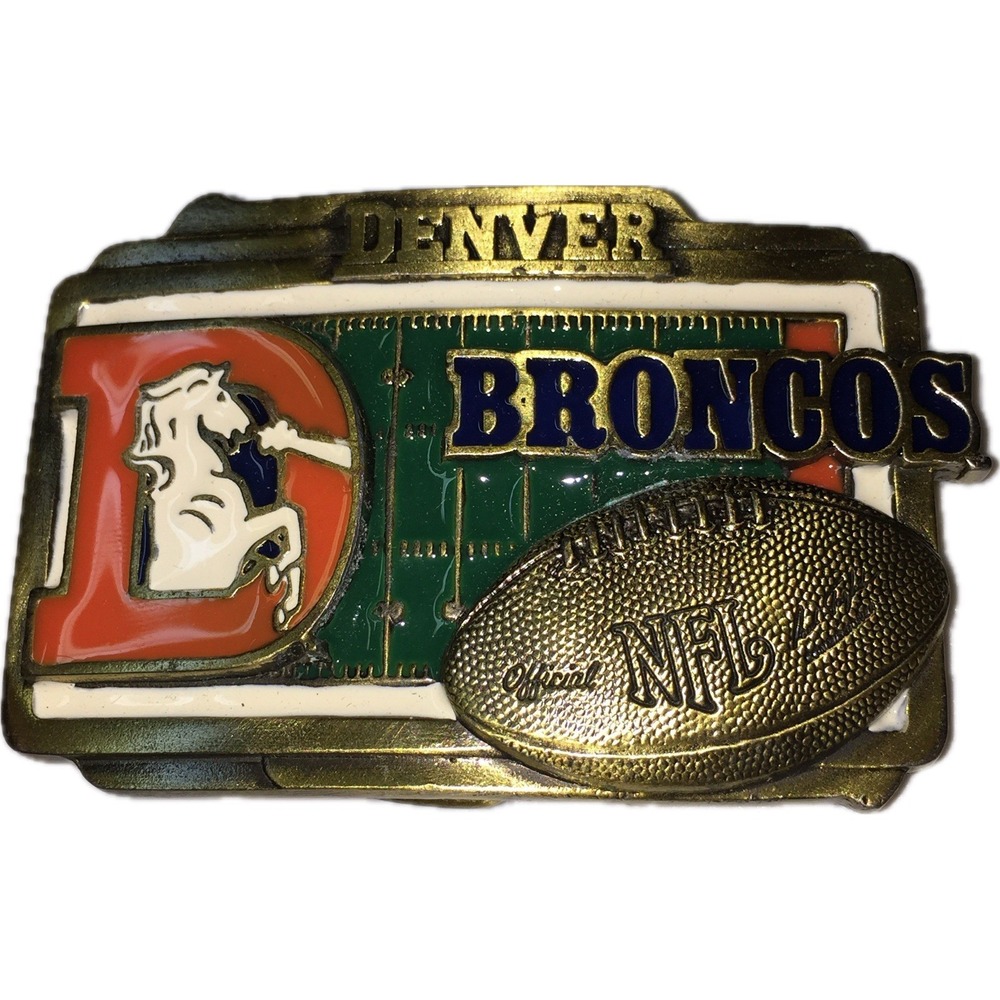 Great American Products Denver Broncos NFL Bronze Belt Buckle Football